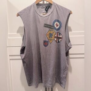 DSquared2 Distressed Crew Neck Graphic Sleeveless T-Shirt with Raw-Edges - XL